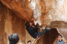 Bouldering in Hueco Tanks on 11/27/2019 with Blue Lizard Climbing and Yoga

Filename: SRM_20191127_1058460.jpg
Aperture: f/2.8
Shutter Speed: 1/250
Body: Canon EOS-1D Mark II
Lens: Canon EF 50mm f/1.8 II