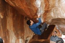 Bouldering in Hueco Tanks on 11/27/2019 with Blue Lizard Climbing and Yoga

Filename: SRM_20191127_1121320.jpg
Aperture: f/2.8
Shutter Speed: 1/250
Body: Canon EOS-1D Mark II
Lens: Canon EF 50mm f/1.8 II