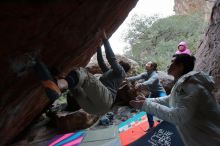 Bouldering in Hueco Tanks on 11/27/2019 with Blue Lizard Climbing and Yoga

Filename: SRM_20191127_1257110.jpg
Aperture: f/6.3
Shutter Speed: 1/250
Body: Canon EOS-1D Mark II
Lens: Canon EF 16-35mm f/2.8 L