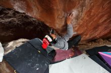 Bouldering in Hueco Tanks on 11/27/2019 with Blue Lizard Climbing and Yoga

Filename: SRM_20191127_1308020.jpg
Aperture: f/2.8
Shutter Speed: 1/250
Body: Canon EOS-1D Mark II
Lens: Canon EF 16-35mm f/2.8 L