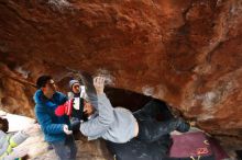 Bouldering in Hueco Tanks on 11/27/2019 with Blue Lizard Climbing and Yoga

Filename: SRM_20191127_1310080.jpg
Aperture: f/2.8
Shutter Speed: 1/250
Body: Canon EOS-1D Mark II
Lens: Canon EF 16-35mm f/2.8 L