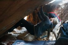 Bouldering in Hueco Tanks on 11/29/2019 with Blue Lizard Climbing and Yoga

Filename: SRM_20191129_1141520.jpg
Aperture: f/2.0
Shutter Speed: 1/250
Body: Canon EOS-1D Mark II
Lens: Canon EF 50mm f/1.8 II