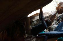 Bouldering in Hueco Tanks on 11/29/2019 with Blue Lizard Climbing and Yoga

Filename: SRM_20191129_1154500.jpg
Aperture: f/2.8
Shutter Speed: 1/250
Body: Canon EOS-1D Mark II
Lens: Canon EF 50mm f/1.8 II