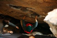 Bouldering in Hueco Tanks on 11/29/2019 with Blue Lizard Climbing and Yoga

Filename: SRM_20191129_1215140.jpg
Aperture: f/1.8
Shutter Speed: 1/250
Body: Canon EOS-1D Mark II
Lens: Canon EF 50mm f/1.8 II