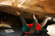 Bouldering in Hueco Tanks on 11/29/2019 with Blue Lizard Climbing and Yoga

Filename: SRM_20191129_1215350.jpg
Aperture: f/2.0
Shutter Speed: 1/250
Body: Canon EOS-1D Mark II
Lens: Canon EF 50mm f/1.8 II