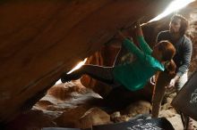 Bouldering in Hueco Tanks on 11/29/2019 with Blue Lizard Climbing and Yoga

Filename: SRM_20191129_1253480.jpg
Aperture: f/3.2
Shutter Speed: 1/250
Body: Canon EOS-1D Mark II
Lens: Canon EF 50mm f/1.8 II