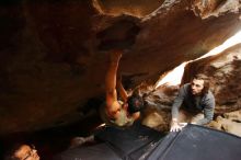 Bouldering in Hueco Tanks on 11/29/2019 with Blue Lizard Climbing and Yoga

Filename: SRM_20191129_1302420.jpg
Aperture: f/2.8
Shutter Speed: 1/250
Body: Canon EOS-1D Mark II
Lens: Canon EF 16-35mm f/2.8 L