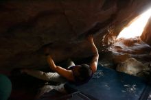 Bouldering in Hueco Tanks on 11/29/2019 with Blue Lizard Climbing and Yoga

Filename: SRM_20191129_1310070.jpg
Aperture: f/2.8
Shutter Speed: 1/250
Body: Canon EOS-1D Mark II
Lens: Canon EF 16-35mm f/2.8 L
