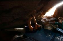 Bouldering in Hueco Tanks on 11/29/2019 with Blue Lizard Climbing and Yoga

Filename: SRM_20191129_1310080.jpg
Aperture: f/3.2
Shutter Speed: 1/250
Body: Canon EOS-1D Mark II
Lens: Canon EF 16-35mm f/2.8 L