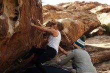 Bouldering in Hueco Tanks on 11/29/2019 with Blue Lizard Climbing and Yoga

Filename: SRM_20191129_1409110.jpg
Aperture: f/6.3
Shutter Speed: 1/250
Body: Canon EOS-1D Mark II
Lens: Canon EF 50mm f/1.8 II