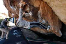 Bouldering in Hueco Tanks on 11/29/2019 with Blue Lizard Climbing and Yoga

Filename: SRM_20191129_1459290.jpg
Aperture: f/5.0
Shutter Speed: 1/250
Body: Canon EOS-1D Mark II
Lens: Canon EF 16-35mm f/2.8 L