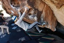 Bouldering in Hueco Tanks on 11/29/2019 with Blue Lizard Climbing and Yoga

Filename: SRM_20191129_1459340.jpg
Aperture: f/5.0
Shutter Speed: 1/250
Body: Canon EOS-1D Mark II
Lens: Canon EF 16-35mm f/2.8 L