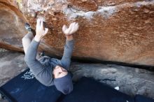 Bouldering in Hueco Tanks on 11/29/2019 with Blue Lizard Climbing and Yoga

Filename: SRM_20191129_1502000.jpg
Aperture: f/4.5
Shutter Speed: 1/250
Body: Canon EOS-1D Mark II
Lens: Canon EF 16-35mm f/2.8 L