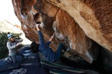 Bouldering in Hueco Tanks on 11/29/2019 with Blue Lizard Climbing and Yoga

Filename: SRM_20191129_1503360.jpg
Aperture: f/6.3
Shutter Speed: 1/250
Body: Canon EOS-1D Mark II
Lens: Canon EF 16-35mm f/2.8 L