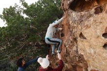 Bouldering in Hueco Tanks on 11/29/2019 with Blue Lizard Climbing and Yoga

Filename: SRM_20191129_1630470.jpg
Aperture: f/7.1
Shutter Speed: 1/250
Body: Canon EOS-1D Mark II
Lens: Canon EF 16-35mm f/2.8 L