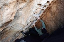 Bouldering in Hueco Tanks on 11/30/2019 with Blue Lizard Climbing and Yoga

Filename: SRM_20191130_1011340.jpg
Aperture: f/3.5
Shutter Speed: 1/250
Body: Canon EOS-1D Mark II
Lens: Canon EF 16-35mm f/2.8 L