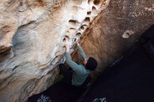 Bouldering in Hueco Tanks on 11/30/2019 with Blue Lizard Climbing and Yoga

Filename: SRM_20191130_1020290.jpg
Aperture: f/3.5
Shutter Speed: 1/250
Body: Canon EOS-1D Mark II
Lens: Canon EF 16-35mm f/2.8 L