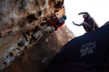 Bouldering in Hueco Tanks on 11/30/2019 with Blue Lizard Climbing and Yoga

Filename: SRM_20191130_1023260.jpg
Aperture: f/6.3
Shutter Speed: 1/250
Body: Canon EOS-1D Mark II
Lens: Canon EF 16-35mm f/2.8 L