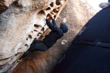 Bouldering in Hueco Tanks on 11/30/2019 with Blue Lizard Climbing and Yoga

Filename: SRM_20191130_1031090.jpg
Aperture: f/3.2
Shutter Speed: 1/250
Body: Canon EOS-1D Mark II
Lens: Canon EF 16-35mm f/2.8 L