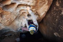 Bouldering in Hueco Tanks on 11/30/2019 with Blue Lizard Climbing and Yoga

Filename: SRM_20191130_1033580.jpg
Aperture: f/6.3
Shutter Speed: 1/250
Body: Canon EOS-1D Mark II
Lens: Canon EF 16-35mm f/2.8 L