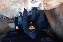 Bouldering in Hueco Tanks on 11/30/2019 with Blue Lizard Climbing and Yoga

Filename: SRM_20191130_1043500.jpg
Aperture: f/2.8
Shutter Speed: 1/250
Body: Canon EOS-1D Mark II
Lens: Canon EF 16-35mm f/2.8 L
