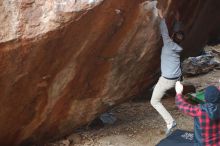 Bouldering in Hueco Tanks on 11/30/2019 with Blue Lizard Climbing and Yoga

Filename: SRM_20191130_1101030.jpg
Aperture: f/3.5
Shutter Speed: 1/250
Body: Canon EOS-1D Mark II
Lens: Canon EF 50mm f/1.8 II