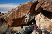 Bouldering in Hueco Tanks on 11/30/2019 with Blue Lizard Climbing and Yoga

Filename: SRM_20191130_1202550.jpg
Aperture: f/7.1
Shutter Speed: 1/250
Body: Canon EOS-1D Mark II
Lens: Canon EF 16-35mm f/2.8 L