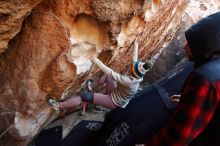 Bouldering in Hueco Tanks on 11/30/2019 with Blue Lizard Climbing and Yoga

Filename: SRM_20191130_1253490.jpg
Aperture: f/3.5
Shutter Speed: 1/250
Body: Canon EOS-1D Mark II
Lens: Canon EF 16-35mm f/2.8 L