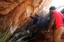 Bouldering in Hueco Tanks on 11/30/2019 with Blue Lizard Climbing and Yoga

Filename: SRM_20191130_1321160.jpg
Aperture: f/4.0
Shutter Speed: 1/250
Body: Canon EOS-1D Mark II
Lens: Canon EF 16-35mm f/2.8 L