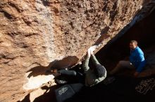 Bouldering in Hueco Tanks on 11/30/2019 with Blue Lizard Climbing and Yoga

Filename: SRM_20191130_1434190.jpg
Aperture: f/8.0
Shutter Speed: 1/250
Body: Canon EOS-1D Mark II
Lens: Canon EF 16-35mm f/2.8 L