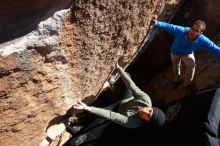 Bouldering in Hueco Tanks on 11/30/2019 with Blue Lizard Climbing and Yoga

Filename: SRM_20191130_1434360.jpg
Aperture: f/8.0
Shutter Speed: 1/250
Body: Canon EOS-1D Mark II
Lens: Canon EF 16-35mm f/2.8 L