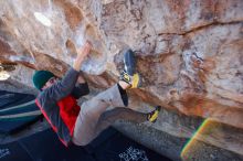 Bouldering in Hueco Tanks on 11/30/2019 with Blue Lizard Climbing and Yoga

Filename: SRM_20191130_1531480.jpg
Aperture: f/5.0
Shutter Speed: 1/250
Body: Canon EOS-1D Mark II
Lens: Canon EF 16-35mm f/2.8 L