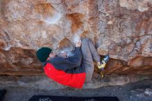 Bouldering in Hueco Tanks on 11/30/2019 with Blue Lizard Climbing and Yoga

Filename: SRM_20191130_1534390.jpg
Aperture: f/5.0
Shutter Speed: 1/250
Body: Canon EOS-1D Mark II
Lens: Canon EF 16-35mm f/2.8 L
