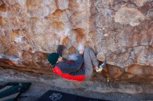 Bouldering in Hueco Tanks on 11/30/2019 with Blue Lizard Climbing and Yoga

Filename: SRM_20191130_1534420.jpg
Aperture: f/5.0
Shutter Speed: 1/250
Body: Canon EOS-1D Mark II
Lens: Canon EF 16-35mm f/2.8 L