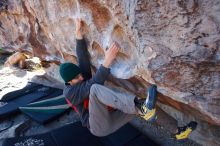 Bouldering in Hueco Tanks on 11/30/2019 with Blue Lizard Climbing and Yoga

Filename: SRM_20191130_1539010.jpg
Aperture: f/5.0
Shutter Speed: 1/250
Body: Canon EOS-1D Mark II
Lens: Canon EF 16-35mm f/2.8 L
