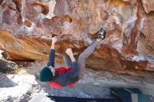 Bouldering in Hueco Tanks on 11/30/2019 with Blue Lizard Climbing and Yoga

Filename: SRM_20191130_1549290.jpg
Aperture: f/5.0
Shutter Speed: 1/250
Body: Canon EOS-1D Mark II
Lens: Canon EF 16-35mm f/2.8 L