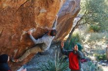 Bouldering in Hueco Tanks on 11/30/2019 with Blue Lizard Climbing and Yoga

Filename: SRM_20191130_1620420.jpg
Aperture: f/4.5
Shutter Speed: 1/250
Body: Canon EOS-1D Mark II
Lens: Canon EF 50mm f/1.8 II