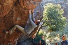 Bouldering in Hueco Tanks on 11/30/2019 with Blue Lizard Climbing and Yoga

Filename: SRM_20191130_1620560.jpg
Aperture: f/5.6
Shutter Speed: 1/250
Body: Canon EOS-1D Mark II
Lens: Canon EF 50mm f/1.8 II