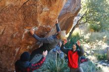 Bouldering in Hueco Tanks on 11/30/2019 with Blue Lizard Climbing and Yoga

Filename: SRM_20191130_1623530.jpg
Aperture: f/4.0
Shutter Speed: 1/250
Body: Canon EOS-1D Mark II
Lens: Canon EF 50mm f/1.8 II