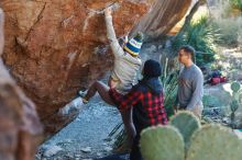 Bouldering in Hueco Tanks on 11/30/2019 with Blue Lizard Climbing and Yoga

Filename: SRM_20191130_1632310.jpg
Aperture: f/3.2
Shutter Speed: 1/250
Body: Canon EOS-1D Mark II
Lens: Canon EF 50mm f/1.8 II