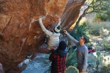 Bouldering in Hueco Tanks on 11/30/2019 with Blue Lizard Climbing and Yoga

Filename: SRM_20191130_1632370.jpg
Aperture: f/4.0
Shutter Speed: 1/250
Body: Canon EOS-1D Mark II
Lens: Canon EF 50mm f/1.8 II