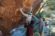 Bouldering in Hueco Tanks on 11/30/2019 with Blue Lizard Climbing and Yoga

Filename: SRM_20191130_1632410.jpg
Aperture: f/4.0
Shutter Speed: 1/250
Body: Canon EOS-1D Mark II
Lens: Canon EF 50mm f/1.8 II