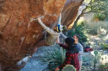 Bouldering in Hueco Tanks on 11/30/2019 with Blue Lizard Climbing and Yoga

Filename: SRM_20191130_1632430.jpg
Aperture: f/4.0
Shutter Speed: 1/250
Body: Canon EOS-1D Mark II
Lens: Canon EF 50mm f/1.8 II