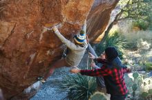 Bouldering in Hueco Tanks on 11/30/2019 with Blue Lizard Climbing and Yoga

Filename: SRM_20191130_1632450.jpg
Aperture: f/4.0
Shutter Speed: 1/250
Body: Canon EOS-1D Mark II
Lens: Canon EF 50mm f/1.8 II