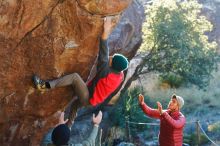 Bouldering in Hueco Tanks on 11/30/2019 with Blue Lizard Climbing and Yoga

Filename: SRM_20191130_1651460.jpg
Aperture: f/4.0
Shutter Speed: 1/250
Body: Canon EOS-1D Mark II
Lens: Canon EF 50mm f/1.8 II