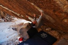 Bouldering in Hueco Tanks on 11/30/2019 with Blue Lizard Climbing and Yoga

Filename: SRM_20191130_1736300.jpg
Aperture: f/5.6
Shutter Speed: 1/250
Body: Canon EOS-1D Mark II
Lens: Canon EF 16-35mm f/2.8 L