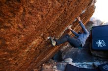 Bouldering in Hueco Tanks on 11/30/2019 with Blue Lizard Climbing and Yoga

Filename: SRM_20191130_1741330.jpg
Aperture: f/3.5
Shutter Speed: 1/250
Body: Canon EOS-1D Mark II
Lens: Canon EF 16-35mm f/2.8 L