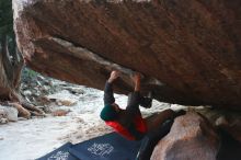 Bouldering in Hueco Tanks on 11/30/2019 with Blue Lizard Climbing and Yoga

Filename: SRM_20191130_1759410.jpg
Aperture: f/2.8
Shutter Speed: 1/250
Body: Canon EOS-1D Mark II
Lens: Canon EF 50mm f/1.8 II