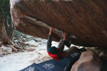 Bouldering in Hueco Tanks on 11/30/2019 with Blue Lizard Climbing and Yoga

Filename: SRM_20191130_1759430.jpg
Aperture: f/2.8
Shutter Speed: 1/250
Body: Canon EOS-1D Mark II
Lens: Canon EF 50mm f/1.8 II