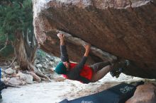 Bouldering in Hueco Tanks on 11/30/2019 with Blue Lizard Climbing and Yoga

Filename: SRM_20191130_1759470.jpg
Aperture: f/2.5
Shutter Speed: 1/250
Body: Canon EOS-1D Mark II
Lens: Canon EF 50mm f/1.8 II